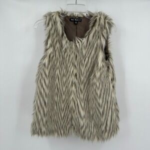 Womens Boho Shaggy Faux Fur Vest Size M Festival Streetwear Glam Eclectic Indie